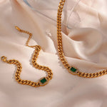 High Quality 18K Gold Plated Cuban Chain Necklace & Bracelet