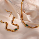 High Quality 18K Gold Plated Cuban Chain Necklace & Bracelet