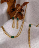 Emerald Green Luxury Necklace with Bracelet and Earrings