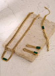 Emerald Green Luxury Necklace with Bracelet and Earrings