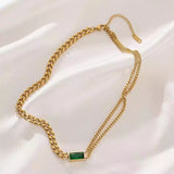 Emerald Green Luxury Necklace with Bracelet and Earrings