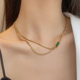 Emerald Green Luxury Necklace with Bracelet and Earrings