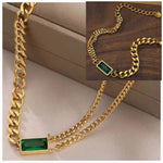 Emerald Green Luxury Necklace with Bracelet and Earrings