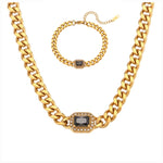 High Quality 18K Gold Plated Cuban Chain Necklace & Bracelet