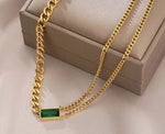 Emerald Green Luxury Necklace with Bracelet and Earrings