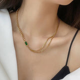 Emerald Green Luxury Necklace with Bracelet and Earrings