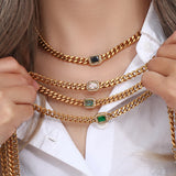 High Quality 18K Gold Plated Cuban Chain Necklace & Bracelet