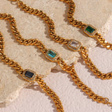 High Quality 18K Gold Plated Cuban Chain Necklace & Bracelet