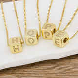 Classy Gold Dice with CZ diamond Name Intials