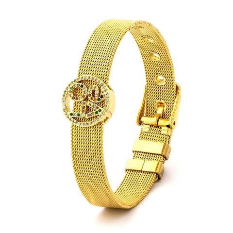 Watch Strap Gemstones "Love" Bracelet 18K Gold Plated