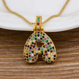 Luxury Gold Gem Stones Studded A-Z Classy Pendant with Chain 18K Gold Plated