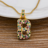 Luxury Gold Gem Stones Studded A-Z Classy Pendant with Chain 18K Gold Plated