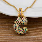 Luxury Gold Gem Stones Studded A-Z Classy Pendant with Chain 18K Gold Plated