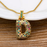 Luxury Gold Gem Stones Studded A-Z Classy Pendant with Chain 18K Gold Plated