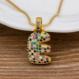 Luxury Gold Gem Stones Studded A-Z Classy Pendant with Chain 18K Gold Plated