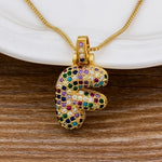 Luxury Gold Gem Stones Studded A-Z Classy Pendant with Chain 18K Gold Plated