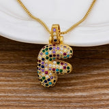 Luxury Gold Gem Stones Studded A-Z Classy Pendant with Chain 18K Gold Plated