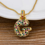 Luxury Gold Gem Stones Studded A-Z Classy Pendant with Chain 18K Gold Plated