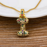 Luxury Gold Gem Stones Studded A-Z Classy Pendant with Chain 18K Gold Plated