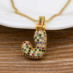 Luxury Gold Gem Stones Studded A-Z Classy Pendant with Chain 18K Gold Plated