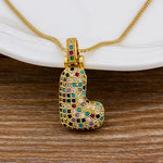 Luxury Gold Gem Stones Studded A-Z Classy Pendant with Chain 18K Gold Plated