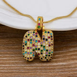 Luxury Gold Gem Stones Studded A-Z Classy Pendant with Chain 18K Gold Plated