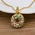 Luxury Gold Gem Stones Studded A-Z Classy Pendant with Chain 18K Gold Plated