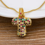 Luxury Gold Gem Stones Studded A-Z Classy Pendant with Chain 18K Gold Plated