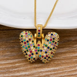 Luxury Gold Gem Stones Studded A-Z Classy Pendant with Chain 18K Gold Plated