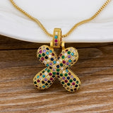 Luxury Gold Gem Stones Studded A-Z Classy Pendant with Chain 18K Gold Plated