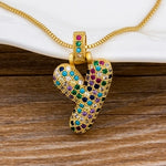 Luxury Gold Gem Stones Studded A-Z Classy Pendant with Chain 18K Gold Plated