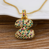 Luxury Gold Gem Stones Studded A-Z Classy Pendant with Chain 18K Gold Plated