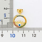 Evil Eye in a Circle Gemstone Earrings 18K Gold Plated