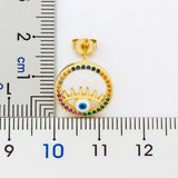 Evil Eye in a Circle Gemstone Earrings 18K Gold Plated