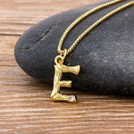 Gold Hammered Metal Bamboo Name Initial Pendant with Chain 18k Gold Plated