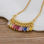 Rainbow Gemstones Pendants with 18k Gold Vermeil chain