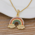 Rainbow Gemstones Pendants with 18k Gold Vermeil chain