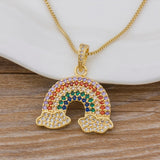 Rainbow Gemstones Pendants with 18k Gold Vermeil chain