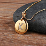 Round CZ Diamond Name Initials Pendants with 18k Gold Chain