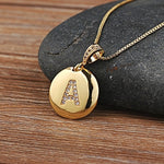 Round CZ Diamond Name Initials Pendants with 18k Gold Chain