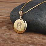 Round CZ Diamond Name Initials Pendants with 18k Gold Chain