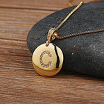 Round CZ Diamond Name Initials Pendants with 18k Gold Chain