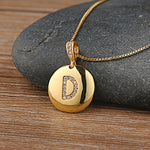 Round CZ Diamond Name Initials Pendants with 18k Gold Chain