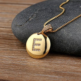 Round CZ Diamond Name Initials Pendants with 18k Gold Chain