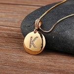 Round CZ Diamond Name Initials Pendants with 18k Gold Chain