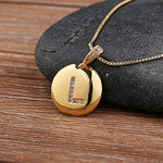 Round CZ Diamond Name Initials Pendants with 18k Gold Chain