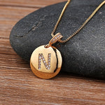 Round CZ Diamond Name Initials Pendants with 18k Gold Chain