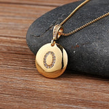 Round CZ Diamond Name Initials Pendants with 18k Gold Chain