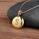 Round CZ Diamond Name Initials Pendants with 18k Gold Chain