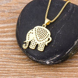 Rainbow Gemstones Elephant Pendant with Gold Chain 18K Gold Plated